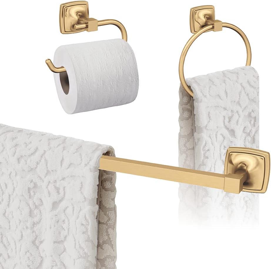 Amerock | Champagne Bronze | Stature | Towel Bar | 24 inch (610 mm) | 3 Piece | Bathroom Accessories Set