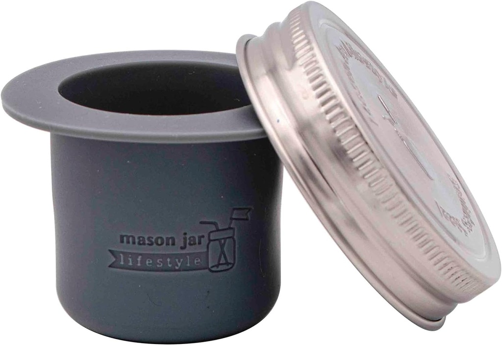 Mason Jar Lifestyle Divider Cup For Salads, Dips, and Snacks. Plastic Free Bento Lunch Container(Charcoal Gray, Regular Mouth)