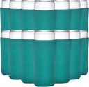 TahoeBay Slim Can Cooler Sleeves (50-Pack) Skinny Tall Cans 12 Oz Bulk Thin Seltzer Fit Sublimation Blanks for Vinyl Plain Blank Foam Beer Bottles Black White Assorted Solid Set (Teal)