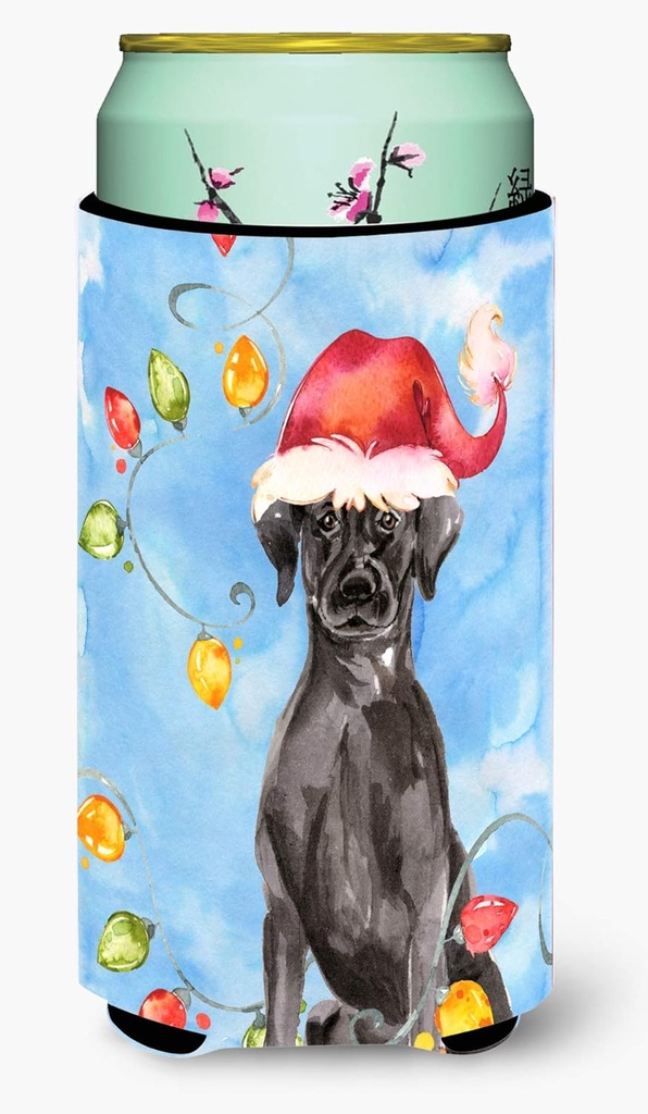 Caroline's Treasures CK2505TBC Christmas Lights Black Labrador Retriever Tall Boy Hugger Can Cooler Sleeve Hugger Machine Washable Drink Sleeve Hugger Collapsible Insulator Beverage Insulated Holder