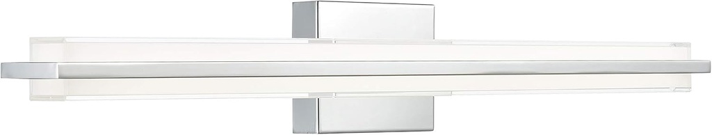 Linea di Liara Dario 30 Inch LED Vanity Light Bar Bathroom Lights Over Mirror and Bathroom Sink Led Light Polished Chrome Modern Bathroom Wall Lighting Fixtures, White Frosted Glass Shade, UL Listed