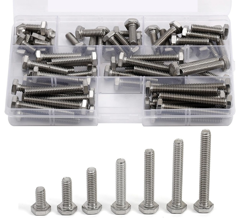 1/4-20 Bolts Screws Kit External Hex Head Stainless Steel 304 Fully Threaded Hex Bolt 1/4-20 x 1/2" 3/4" 1" 1-1/4" 1-1/2" 1-3/4" 2" Length
