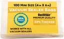 OutOfAir 100 Vacuum Sealer Bags: 4" x 6" Pre Cut Bags - Works with FoodSaver & Other Machines - 33% Thicker BPA Free, 4 Mil Commercial Grade, 4 x 6 inches