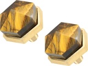 Rockcloud Pack of 2 Tiger’s Eye Hexagon Shape Crystal Stone Cabinet Knobs with Screws Drawer Pulls Decorative Knobs for Home Dresser Cupboard Closet Door