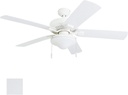 Honeywell Ceiling Fans Belmar 52 Inch Ceiling Fan With Light, Indoor/Outdoor Ceiling Fan with Pull Chain, LED Tri-Mount 5 Blade Design, ETL Damp Rated, White (50513-01)