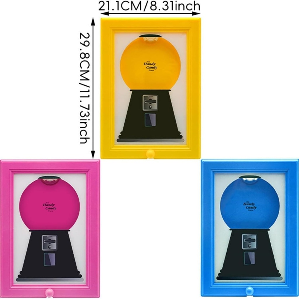 Vintage Wall Candy Dispenser Picture Frame Photo Hanging Candy Frame Desk Nuts Dog Cat Treats Candies Dispenser for Home Kitchen Birthday Holiday Gift (Yellow)