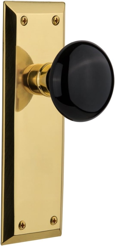Nostalgic Warehouse New York Plate & Interior Black Porcelain Round Door Knob
