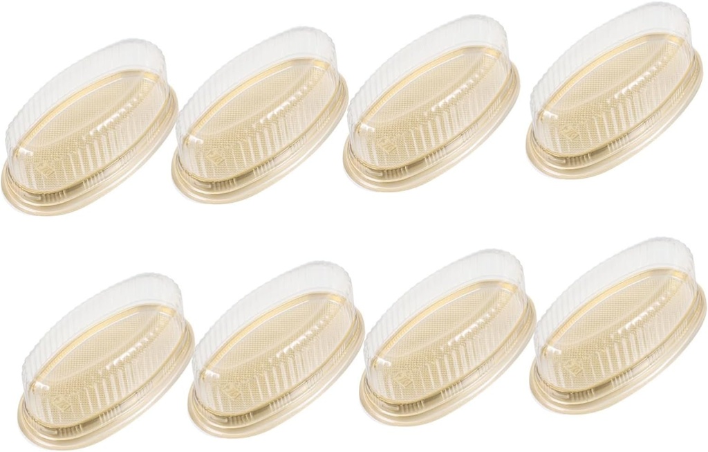 VALICLUD 10pcs Disposable Transparent Plastic Cake Boxes Oval Cheesecake Packaging Trays Yellow for Party Gifts Bakery Takeout Snacks