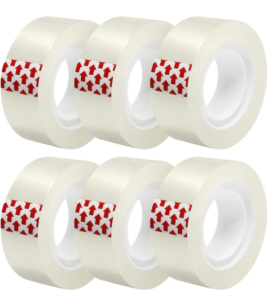 6 Rolls Transparent Tape Refills, Clear Tape Dispenser Refill Rolls, Glossy Gift Wrap Tapes for Office, School, Home, 3/4 x 1000 Inches