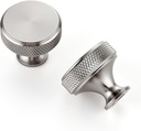 JOY DECOR 15 Pack Stainless Steel Kitchen Cabinet Hardware Knobs Round Solid Knurled Handles Single Hole Drawer Knobs for Cabinet Furniture Brushed Nickel Dresser Pulls