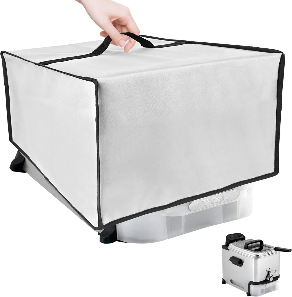 Deep Fryer Cover Heat-Resistant Dust-proof Waterproof Protective Cover Lid Compatible with T-fal 3.5L Stainless Steel Deep Fryer FR702D51 (15.7"D x 13.8"W x 12.2"H,Silver)