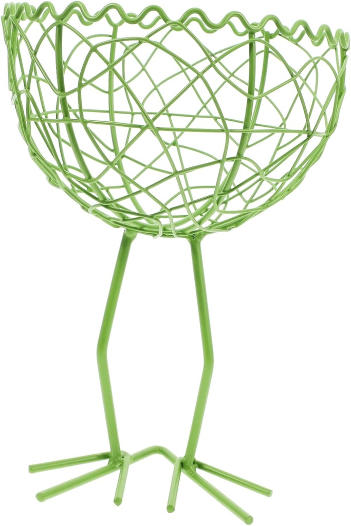 Happyyami Iron Storage Basket for Kitchen Cute Cartoon Basket Hollow Mesh Wrought Iron Design Multi-purpose Wire Fruit Vegetable Organizer Stylish Sundry Holder Light Green