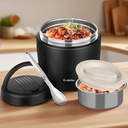 Thermo for Hot Food 40oz, Vacuum Insulated Food Jar for Adults, Stainless Steel Soup Thermo Wide Mouth Leakproof Lunch Containers with Spoon for School Office (Black)