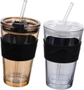 Garneck 2pcs Drinking Glass with Straw and Lid Insulated Cold Brew Water Bottle for Iced Tea and Juice Stylish and Practical Beverage Cup for Home Restaurant Use