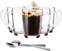 Latte Macchiato Glasses with Handle and Spoon, Pack of 6, 300 ml, Coffee Cups, Cappuccino, Iced Tea, Transparent Glass