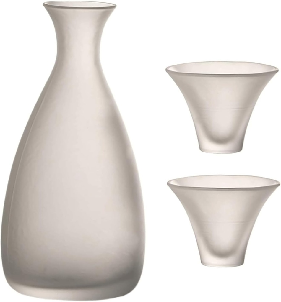 Glass Crafts Wine Glasses Traditional Sake Cup Japanese Sake Pot Set 3 Piece Practical Sake Set Sake Set Glasses (A)