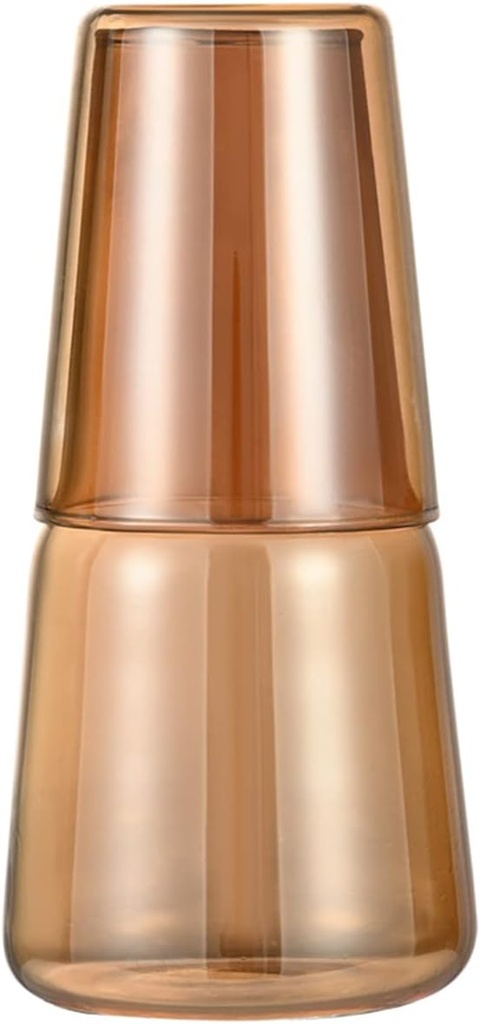 Sizikato 26 Oz Amber Borosilicate Glass Bedside Night Water Carafe with Tumbler Glass.