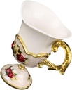 Retro Embossed Liquor Cup Decorative European Style Ceramic Tea Cup Handle Multi-function for Use Gold Floral