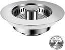 3-in-1 Kitchen Sink Drain Strainer with Bounce Core - Universal Stainless Steel Drain Stopper，Easy to Install & Clean, Upgraded Design