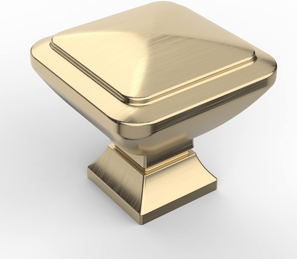 Asidrama 10 Pack 1-1/4 inch Brushed Brass Kitchen Cabinet Knobs Gold Dresser Knobs Drawer Knobs Cabinet Hardware Zinc Knobs for Dresser Drawers