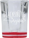 R and R Imports Blacksburg Virginia Souvenir 2 Ounce Engraved Shot Glass Square Red Base 4-Pack