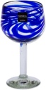 NOVICA Hand Blown Blue Swirl Recycled Glass Wine Glasses,11 Oz 'Blue Ribbon' (Large, Set Of 6)