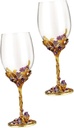 DECHOUS 2pcs Enameled Decorative Goblet Wedding Wine Glasses for Celebrations Smooth Mouth Safe and Stylish Drinkware for Home and Events
