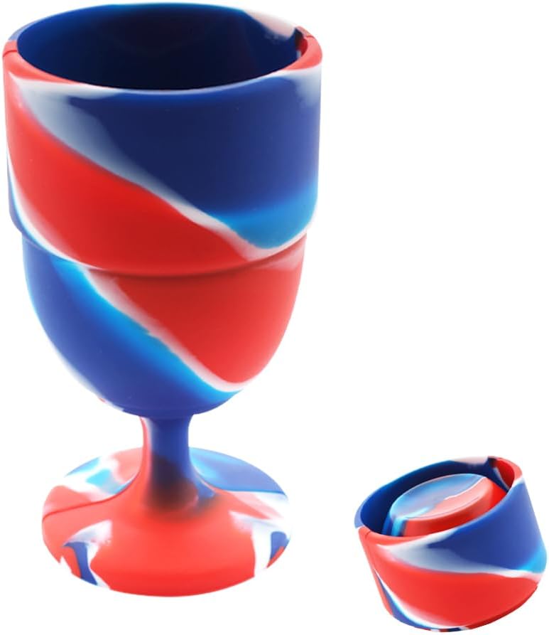 1 Pack Portable Collapsible Silicone Wine Glasses, Reusable Travel Camp Wine Glasses for Home Wedding Festival Anniversary Party Picnic Outdoor, Travel Silicone Wine Cups Capacity 6.76 Oz, Red Blue