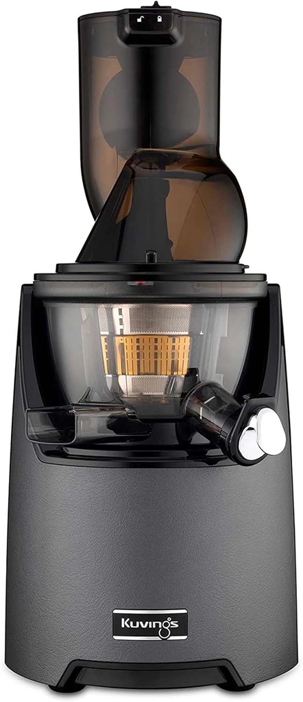 Kuvings EVO820GMS Whole Slow Juicer - Cold Press Juicer with a 5th Gen O-shaped Flip Gate and a 3.2 inch (82 mm) Food Chute - Juice, Smoothie, Ice Cream and Sorbet Maker - Leather Finish - Gun Metal