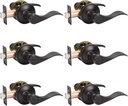 KNOBWELL 6 Pack Oil Rubbed Bronze Door Knobs Interior Passage Door Levers for Closet/Hallway, Classic Style Reversible for Right or Left