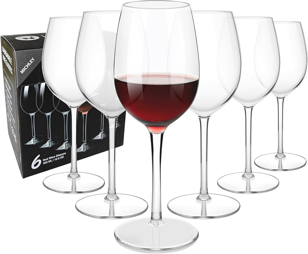 MICHLEY Floating Wine Glasses for Pool Unbreakable Tritan Plastic Red Wine Glasses with Stem Poolside Floating Cups 12.5 OZ, Dishwasher Safe, Set of 4