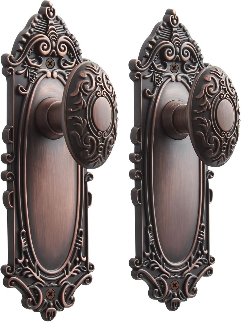 Signature Hardware 480937 Valma Solid Brass Passage Door Knob Set with Adjustable 2-3/8" or 2-3/4" Backset - Brushed Bronze