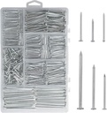 376pcs Premium Hardware Nails Assortment Kit, Maximum Length 2 Inches Galvanized, Picture Hanging, Wood, Wall With Storage Box | 6 Sizes