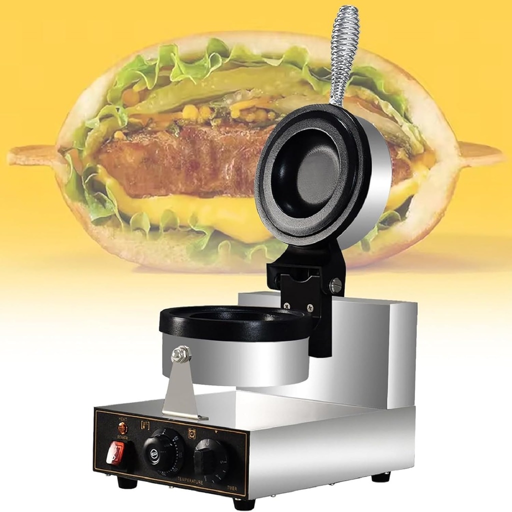 Commercial Hamburger Press,Electric Press UFO Burger Machine,Ice Cream Waffle Maker,Non Coated Electric Burger Maker, 5 Minutes Timer Bubble Egg Waffles Baker Machine,Stainless Steel Material,220 V