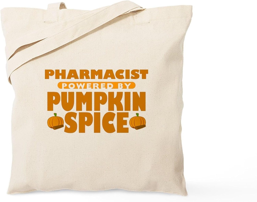 CafePress Pharmacist Powered By Pumpkin Spice Tote Bag Reusable Natural Beige Canvas Shopping Bag