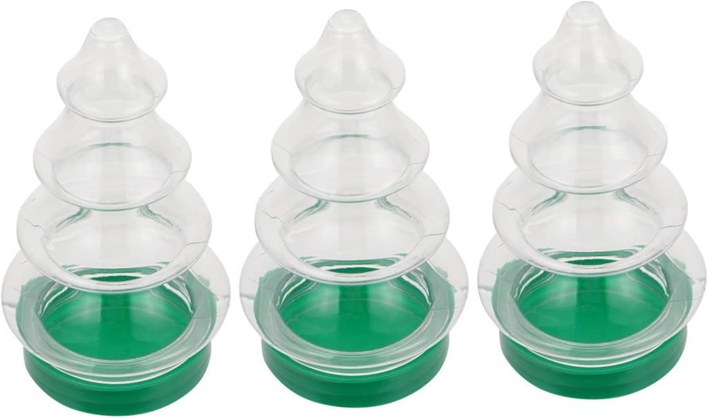 3Pcs Christmas Tree Candy Storage Bottles Festive Tree Design Reusable Candy Jars for Holiday Decoration and Small Item Organization