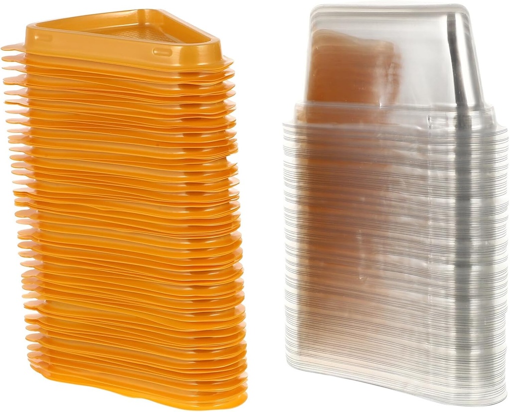 Luxshiny 100pcs Triangle Bakery Box Cheesecake Container Disposable Cupcake Packing Boxes Cake Carrier Box for Slice Dessert