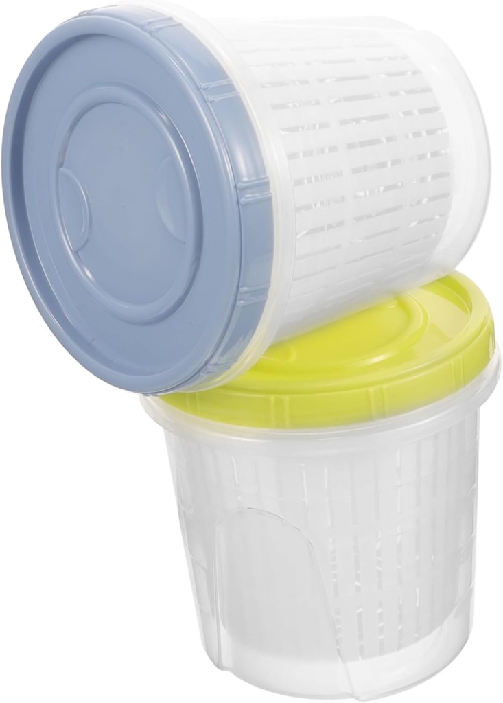 Garneck 2pcs Airtight Pickle Container with Strainer Food-grade Pickle Holder for Canning Blue Green Storage for