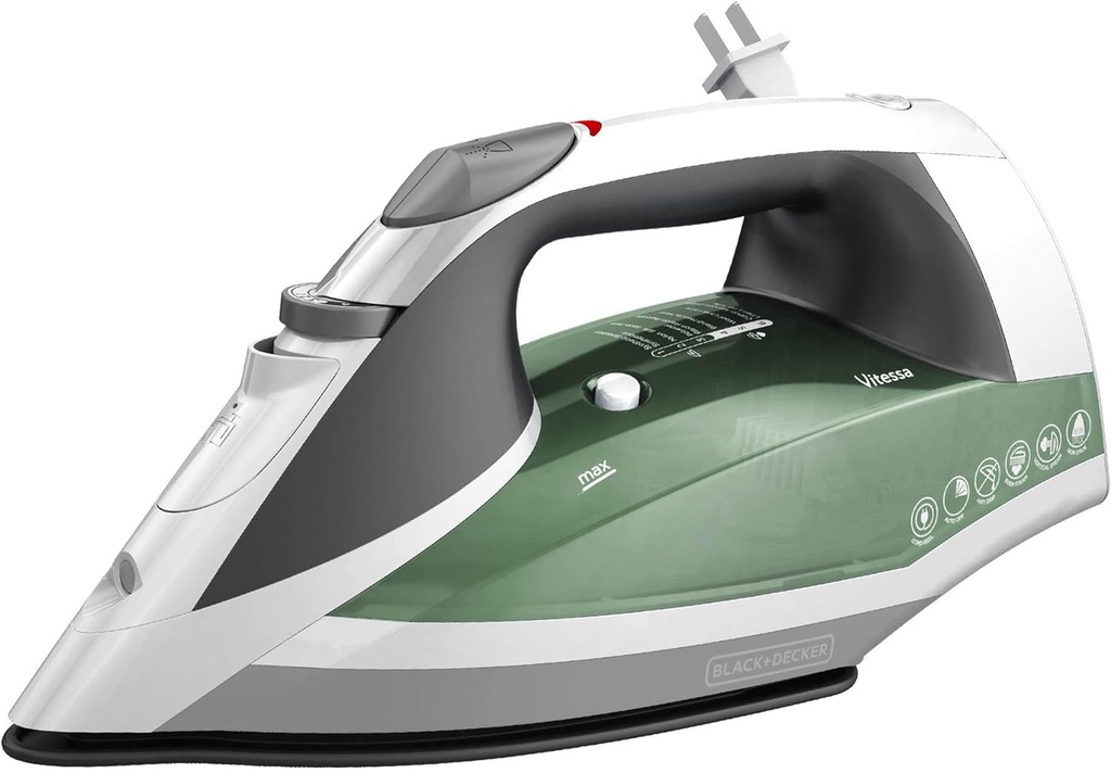 BLACK+DECKER Vitessa Advanced Steam Iron, ICR2020, Even Steam Nonstick Soleplate, Auto Shutoff, Tangle-Free Retractabel Cord, Green