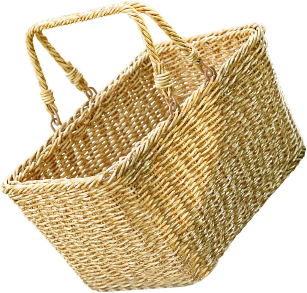 Hanging Basket Small Basket for Kitchen Decorative Fruit Snack Vintage Style Imitation Rattan