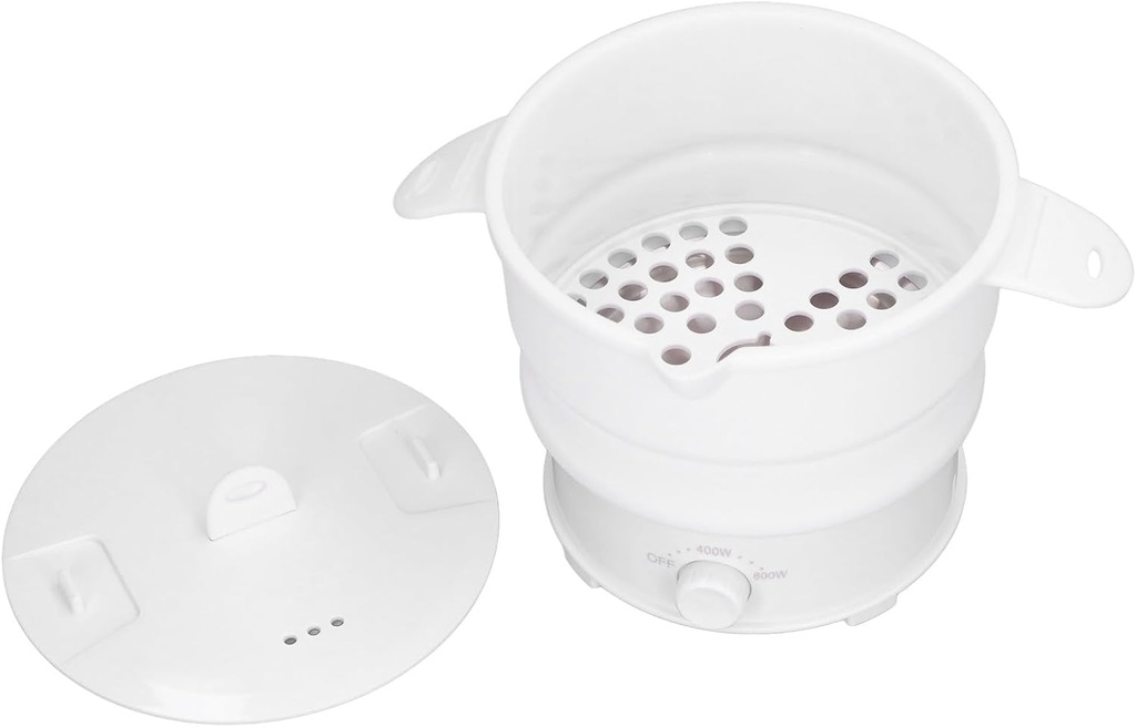Foldable , 1.2L Food Grade Silicone Cookerware Boiling Water Steamer Travel Foldable Electric Pot for Camping (US Plug 110V)