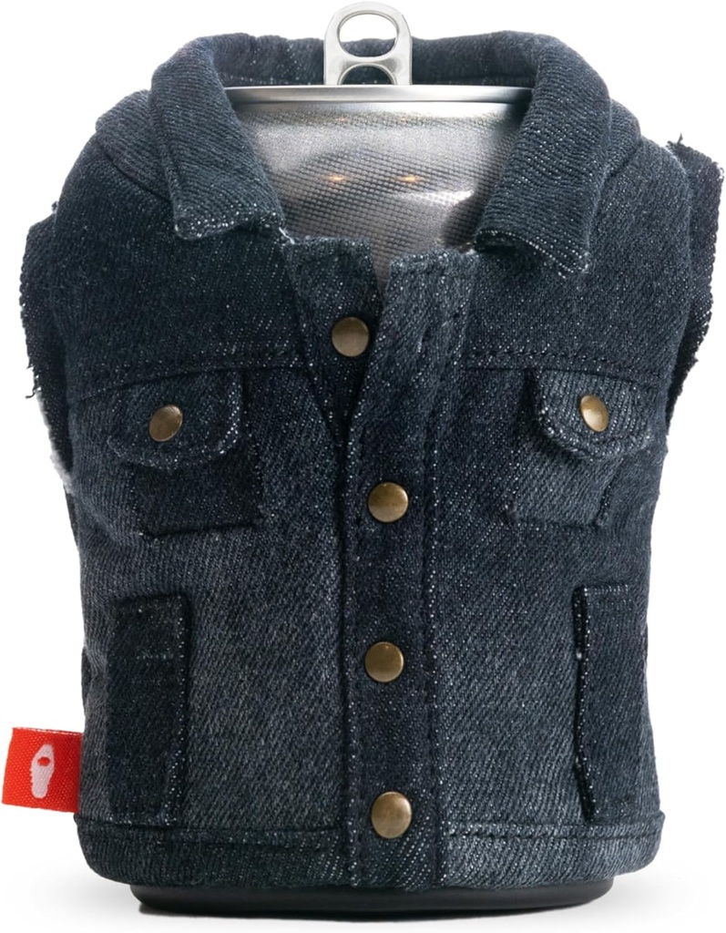 Puffin - The Denim Vest - Insulated 12 oz Can Cooler I Beer Bottle & Soda Can Insulator, Keep Drinks and Beverages Cold - Pewter