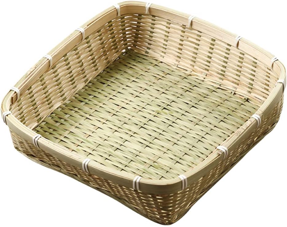 DOITOOL Handmade Bamboo Storage Basket Wicker Baskets for Storage Bread Box Fruit Kitchen Decor