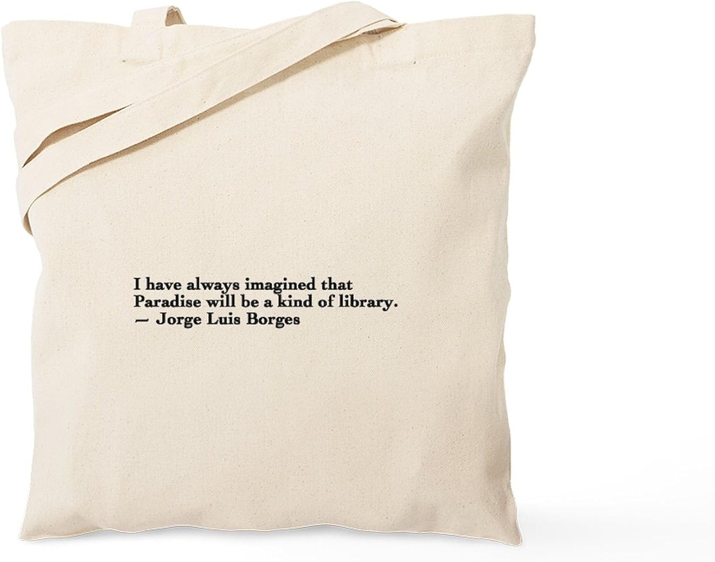 CafePress Borges Library Quote Englis Tote Bag Reusable Natural Beige Canvas Shopping Bag