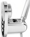 Handheld Shower Head Holder - 5 Positions Adjustable + 90° downwards - Adhesive Wall Mount - Fits Large showerhead - Wider Slot For Universal Fits - Polished Chrome