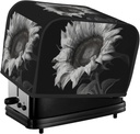 Sunflower Black Grey Toaster Cover 2 Slice, Two Slice Bread Machine Covers Quilted Toaster Dust Cover Bread Maker Cover Universal Size Kitchen Small Appliance Cover With Top Handle