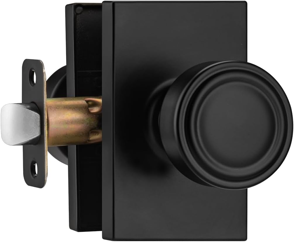 parro Black Door Knobs Interior,Passage Door Knob with Non-Locking for Hall & Closet,Keyless Pismo Doorknob