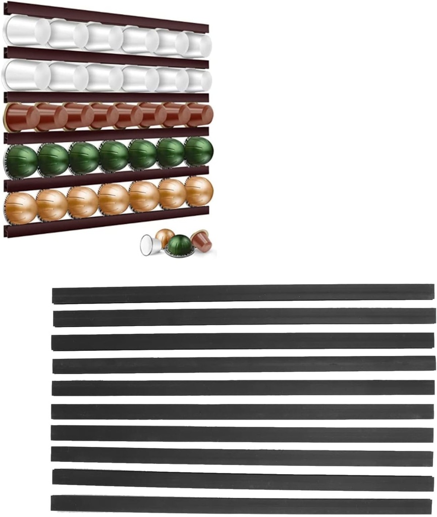 Coffee Pod Holder for, Holders for Counter, Coffee Pods Storage/Organizer, Coffee Capsule Holder with Stickers, Wall Mount or Under Cabinets, Holds 54 Capsules (Black)