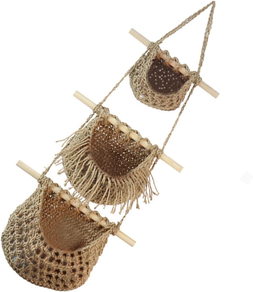 STOBAZA Hanging Fruit Basket Organizer Hand Woven Rope Vegetable Storage for Kitchen Air Circulation Design for Fruits Veggies Housewarming