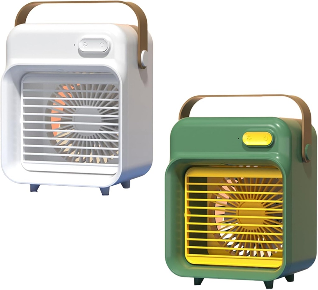 Portable Air Conditioner Fan & Evaporative Humidifier - 3 Speeds, 2400mAh Battery - Desktop Cooler for Bedroom, Office, Hot Weather